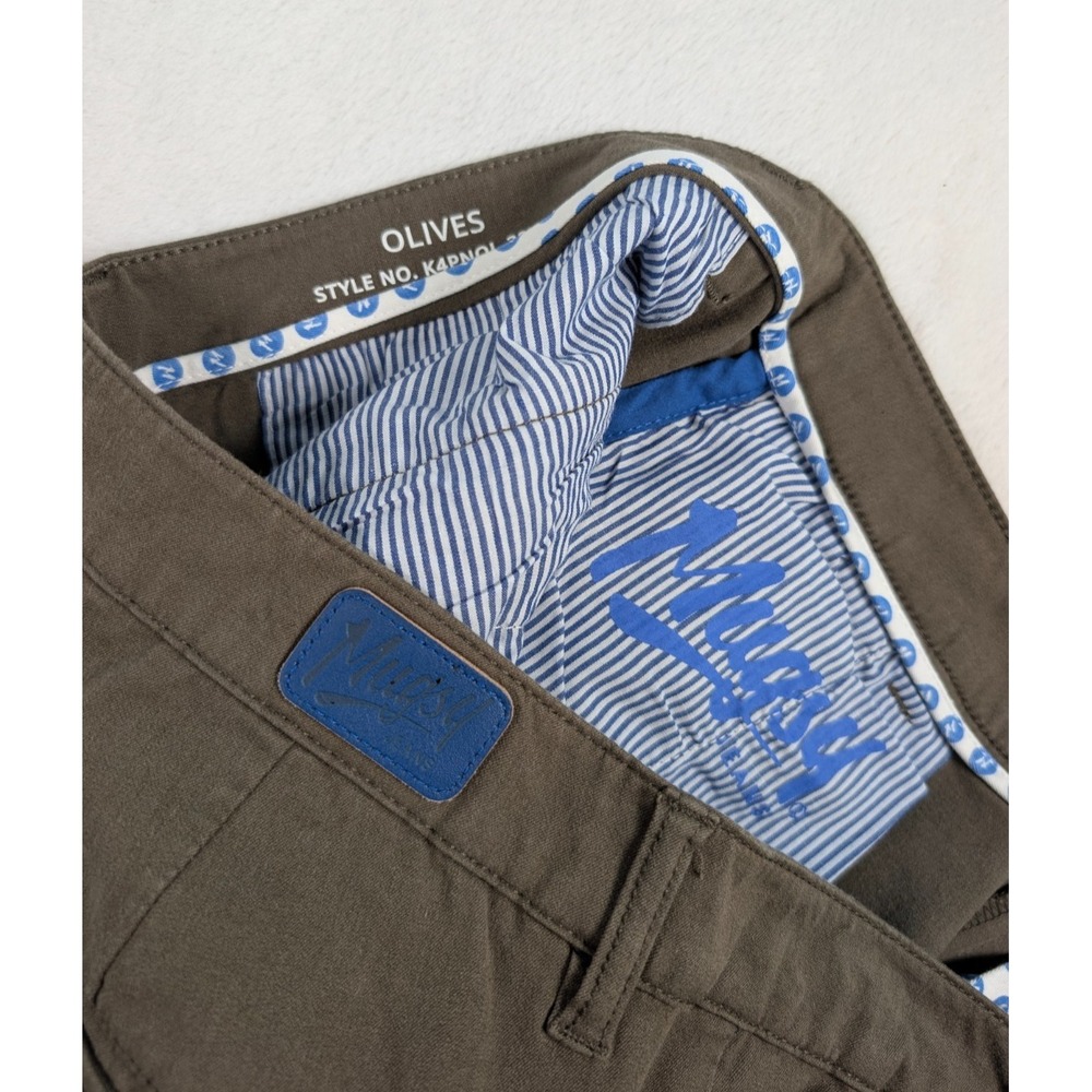 Mugsy‎ Olives Pants Mens 38/34 Green Performance Chinos Stretchy